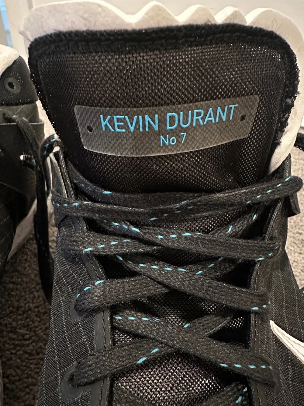 Nike Black/White Kevin Durant Basketball Sneakers with Teal Accents